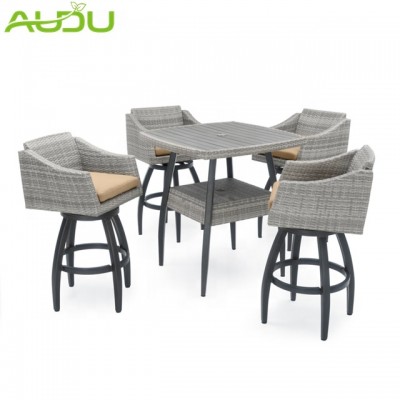 Audu Restaurant Rattan Outdoor High Table Minnesota Bar Chair Set