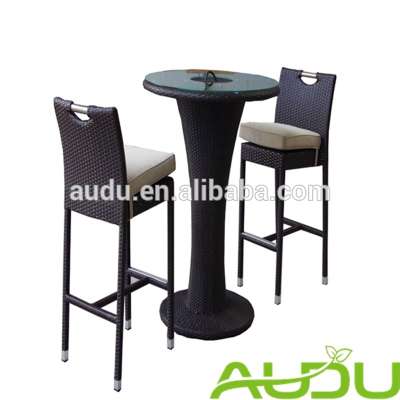 Audu Contemporary Bistro Set /Black Armless Rattan Bistro Set