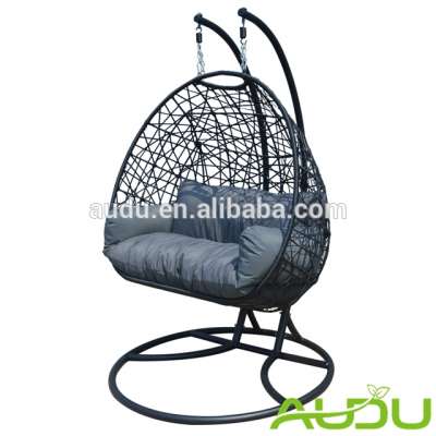 hot sale black color rattan swing chair double hanging chair